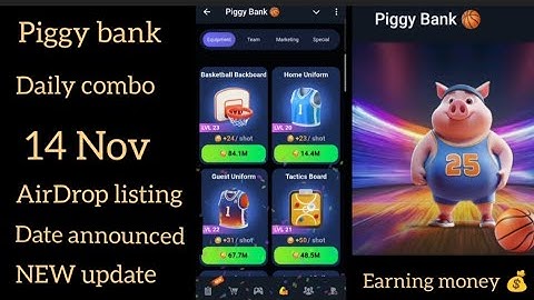 piggy bank daily combo card Airdrop listing date announced new update daily earning money 🤑💰💰💰💰
