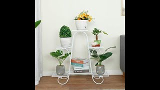 Livzing 6 Tier Plant Pot Stand Display Shelf Indoor Outdoor Flower Rack - Planters Potted Shelves