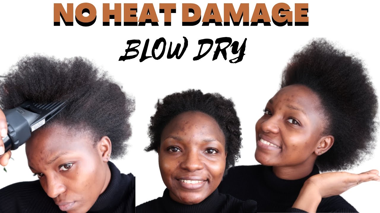 how-to-blow-dry-short-shrinking-natural-hair-with-no-heat-damage-youtube