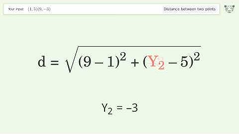 Find the distance between two points p1 (1,5) and p2 (9,-3): Step-by-Step Video Solution