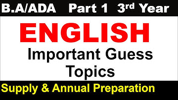 BA/ADA Part 1 ENGLISH Guess Paper Punjab University Most Important Topics Pu Exams Annual & Supply