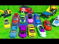 All cars of colors ambulance loader fire truck crane tractor color police car transport fs 22