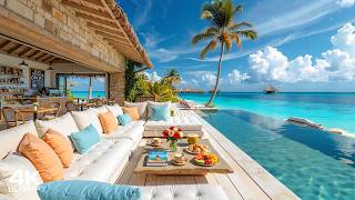 Tropical Beach Cafe Ambience with Happy Bossa Nova Jazz & Ocean Wave Sounds for Good Mood, Chill