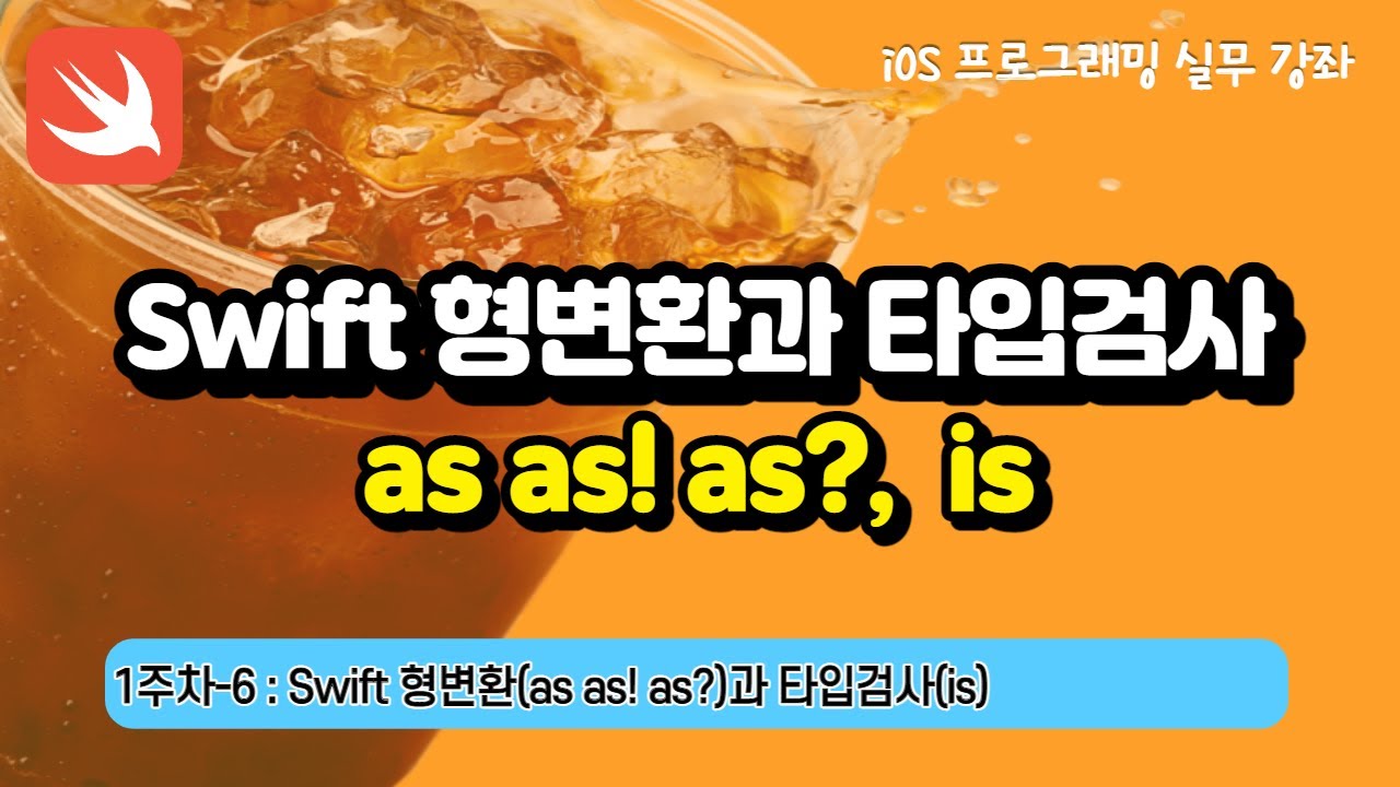 swift 문법 2022 New iOS 1주차-6 : Swift문법 형변환(as as! as?), 타입검사(is)