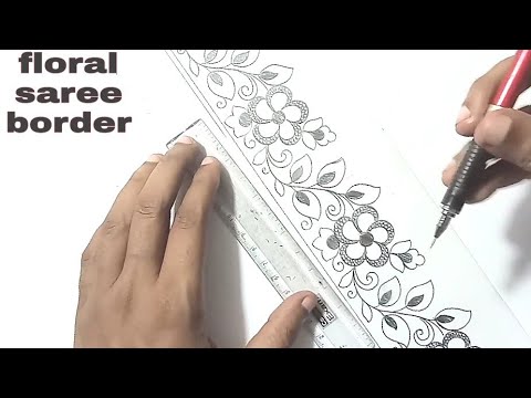 awesome) saree border designs drawing for hand work/embroidery saree design  - YouTube