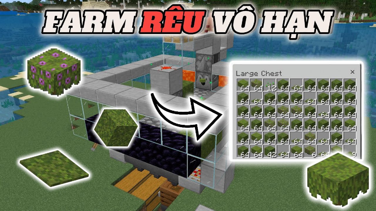 Hướng Dẫn Xây Máy Farm Rêu ( MOSS) Vô Hạn Minecraft Bedrock 1.21 - YouTube