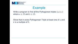 MEI FPT: Number Theory 4 - Diophantine equations: Pythagorean triples