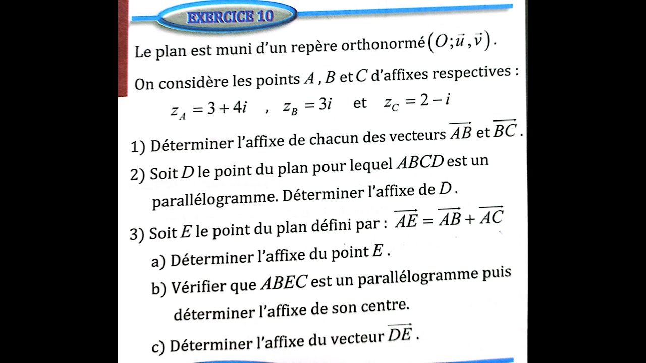 Nombres complexes 2 bac SM Ex 10 et 11 et 12 et 13 et 14  page 92 Almoufid