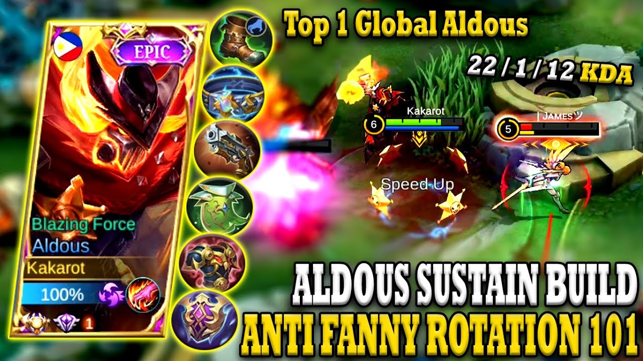 ALDOUS SUSTAIN BUILD AND COUNTERING FANNY USING THESE NEW ROTATION! ALDOUS BEST BUILD 2022 - MLBB