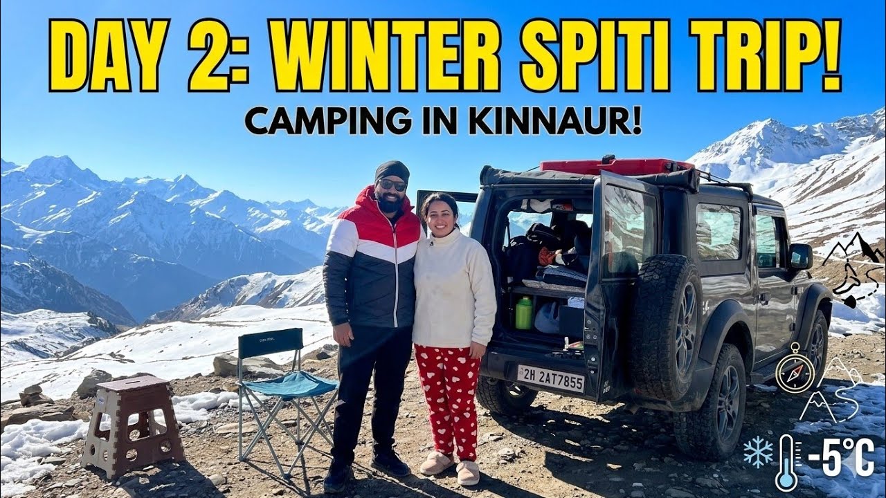 Winter Spiti Ep02 ❄️ Narkanda to Kalpa | Snow Drive & Frozen Camping Adventure 🏕️