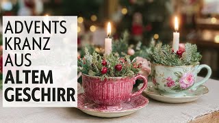 Adventskranz Aus Altem Geschirr Weihnachten Im Vintage-Look