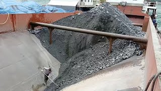 Barge unloading. It takes about 2 hours to finish. | Satisfying VIdeo