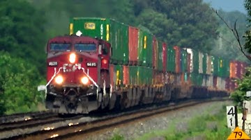 Huge Canadian Pacific Double Stack Train in 4K UHD