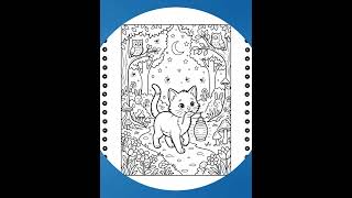 Cute Cats Coloring Book 🐱  10 Printable Cat Coloring Pages for Kids  PDF Preview #Shorts