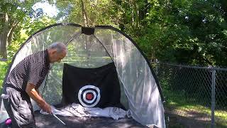 NORMAL00000 hitting Titleist TSI driver shots into net using IZZO swami master launch monitor