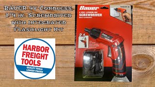 BAUER 4V Cordless, 1/4 in. Screwdriver with Integrated Flashlight