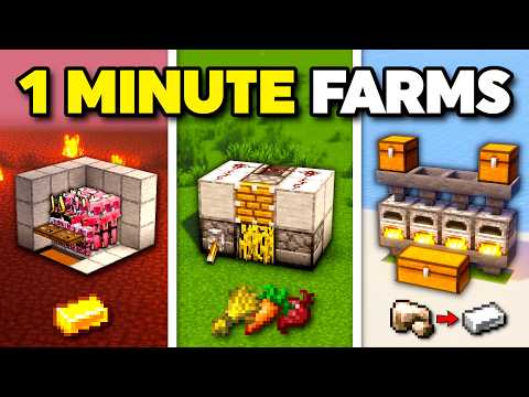 10 EASY FARMS you can build in JUST 1 MINUTE Minecraft 1.21/26.1