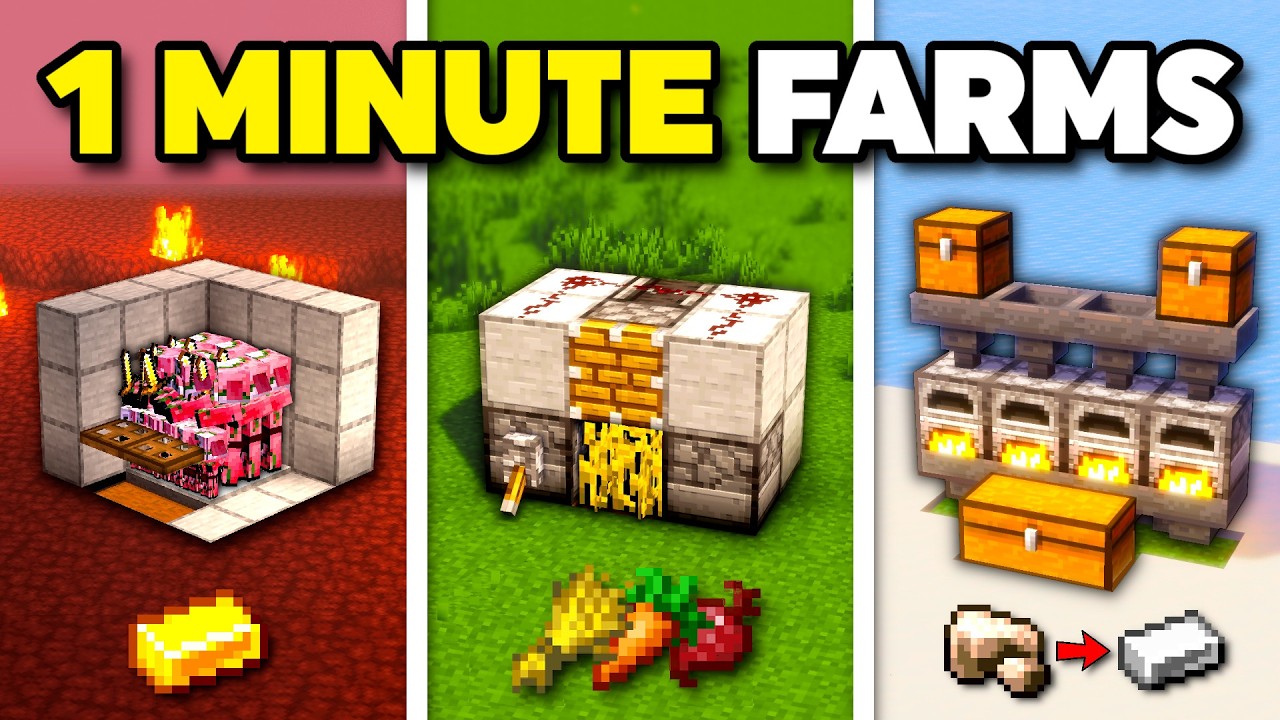 10 EASY FARMS you can build in JUST 1 MINUTE! (Minecraft 1.21.11)