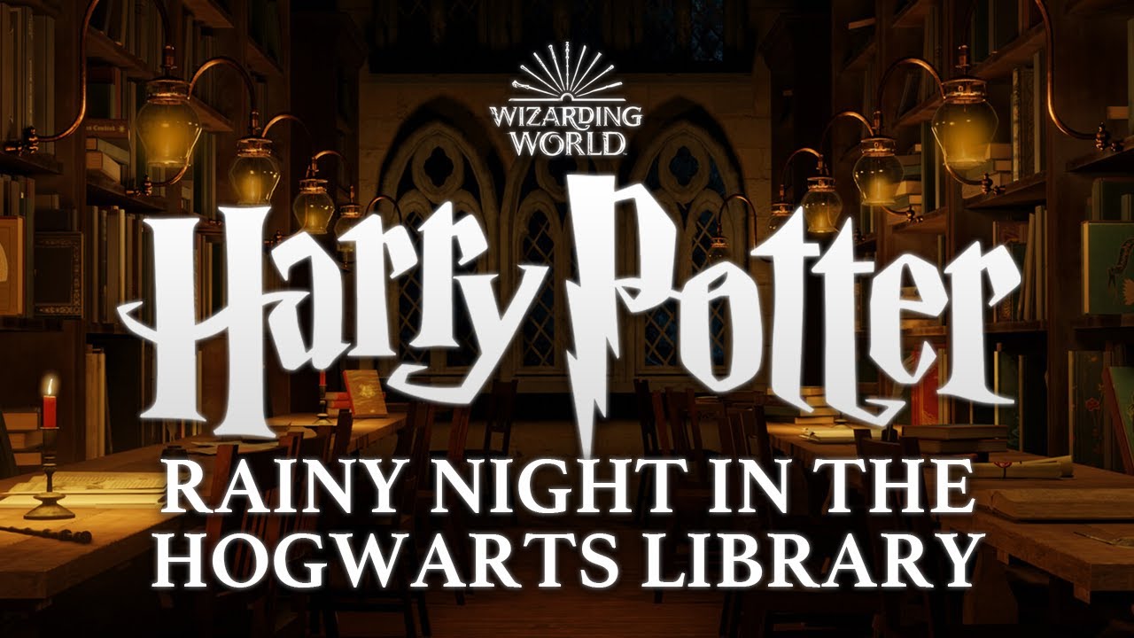 Rainy Night In The Hogwarts Library Harry Potter Music & Ambience ☔️
