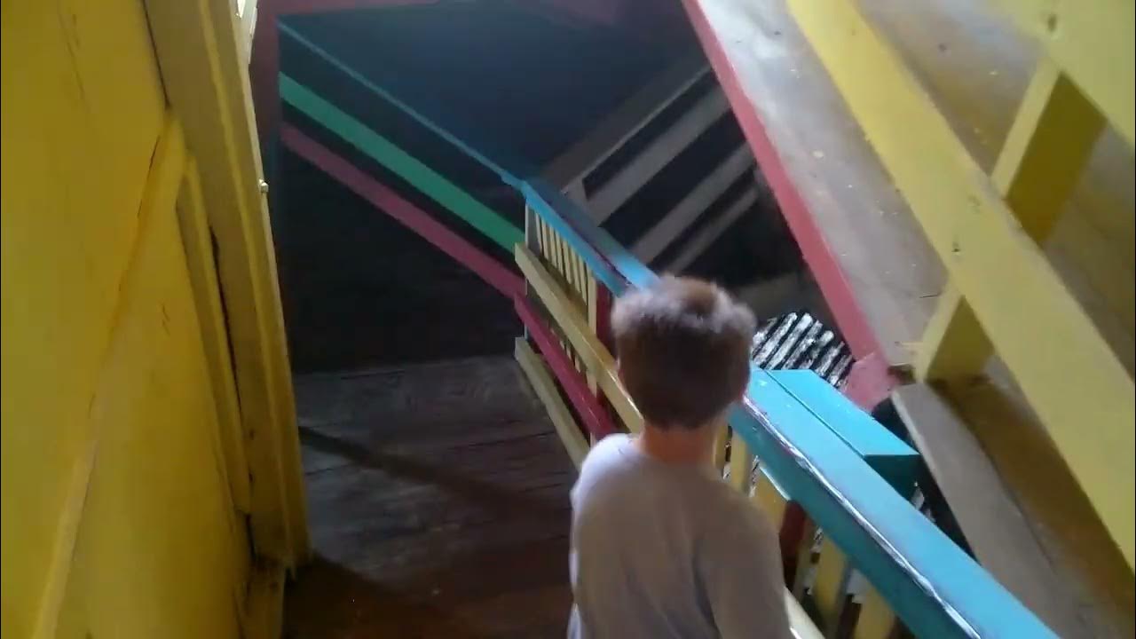 Walking Through The Tipsy House Arnolds Park Amusement Park, Iowa