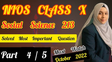 Nios Class 10th Social Science 213 Important Questions With Solved Answers Part 4 | Nios Update News