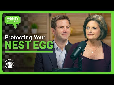 Crowd, Person, Man. Text: MONEY unscripted Protecting Your NEST EGG