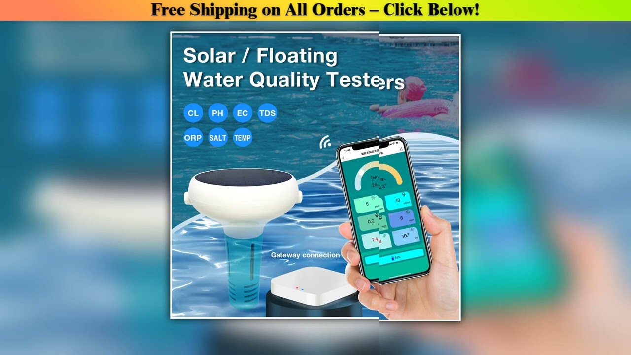 Tuya ZigBee Solar Powered 7 IN 1 Smart Chlorine Meter Chlorine/pH/TDS/EC/ORP/Salinity/TEMP Meter