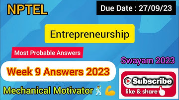 Entrepreneurship | Week 9 Quiz | Assignment 9 Solution | NPTEL | SWAYAM 2023