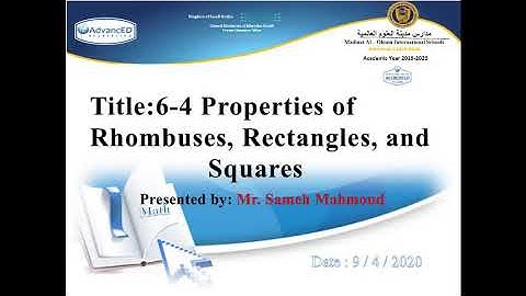 6-4 Properties of Rhombuses ,Rectangles and squares