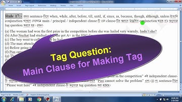 Tag Question: Main Clause for Making Tag (in Bangla)