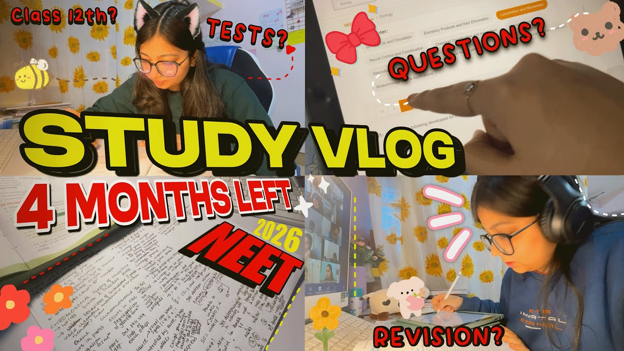 4 months left for NEET 2026😳INTENSE STUDY VLOG‼️how i make todo list+Question practice 🌸