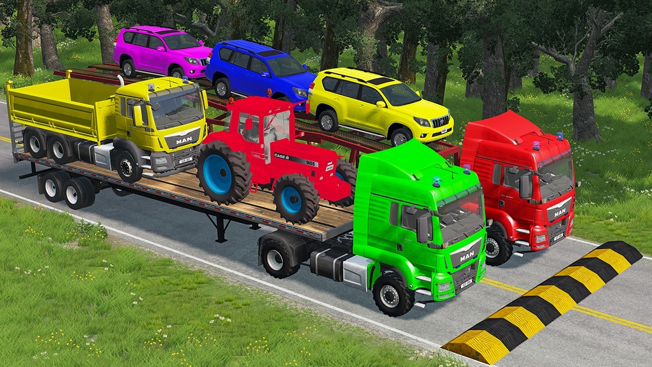 Flatbed Truck Mcqueen | Transportation with Truck - Pothole vs Car # - BeamNG.Drive