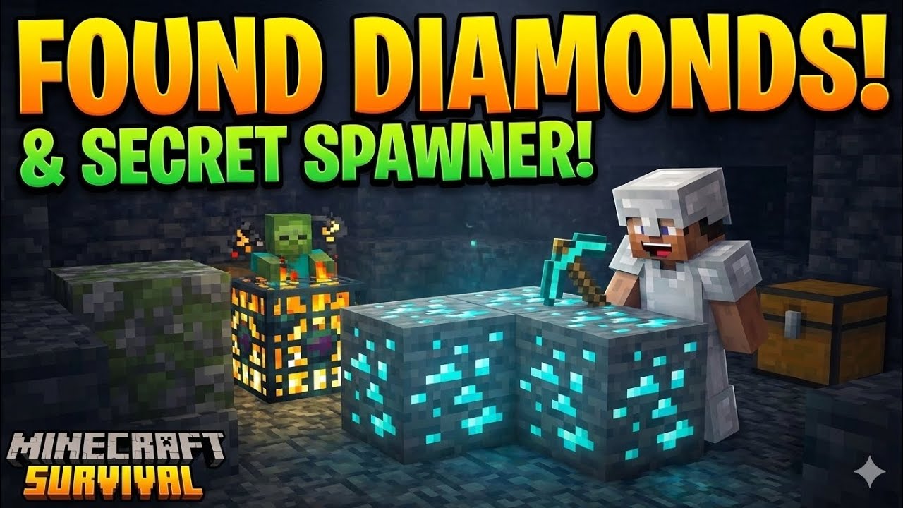 I Found DIAMONDS and a Secret Spawner! (Minecraft Survival) - YouTube