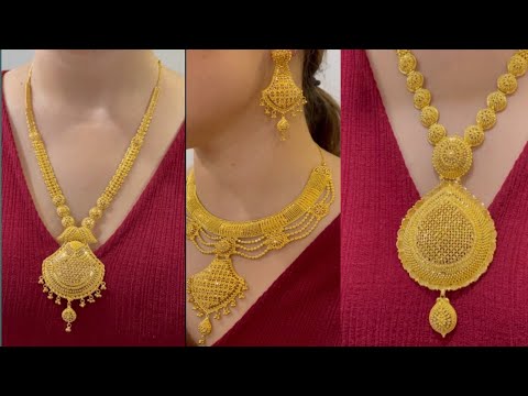 Latest Gold Jewelry Designs With Price And Weight || Latest Bridal Gold Long Necklaces and