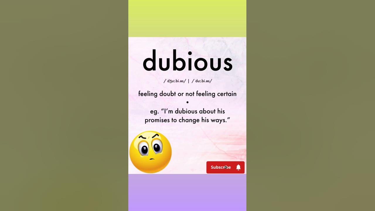  dubious meaning and usage youtubeshorts explore vocabulary youtube