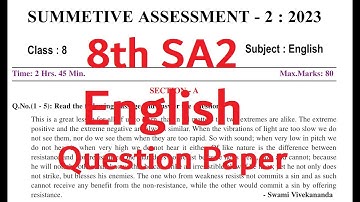 AP 8th SA2 (CBA-3) English Question Paper 2023 - AP SA2 8th Class English Model Question Paper