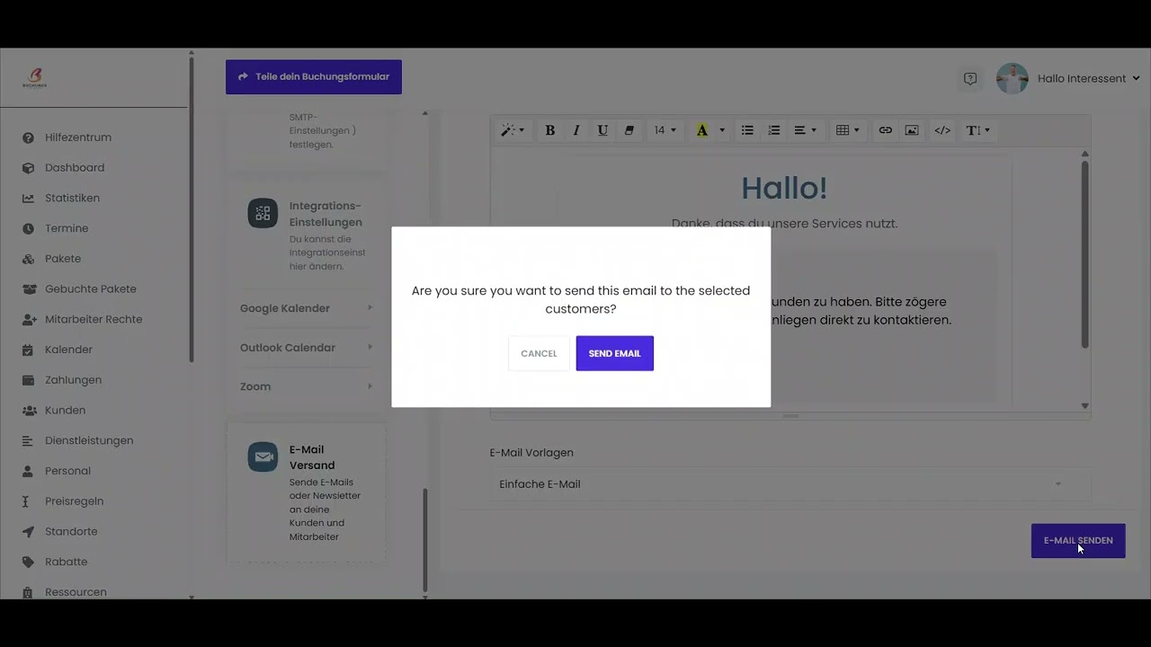 Newsletter verschicken mit Buchungsassistent.com