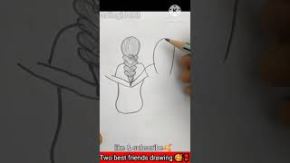 How to draw two bestfriend drawing?#art #shorts #shortvideo #viral #drawing #friendship
