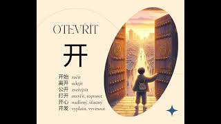 Čínský Znak 开 Otevřít, Začít, Zapnout, Řídit, Propustit, Odjet, Pryč...