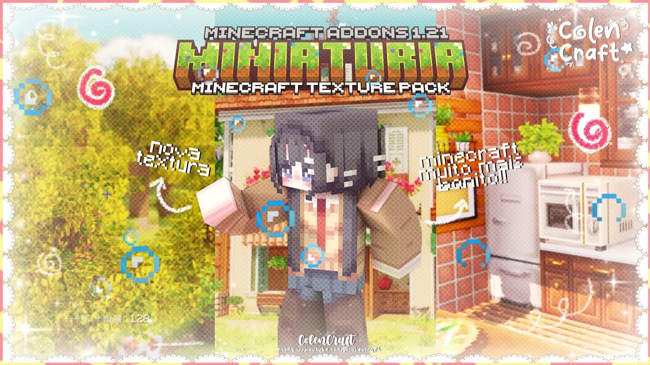 ꒰ Minecraft ꒱ 𐙚 🐷⭐️ miniaturia - A TEXTURA MAIS BONITINHA DO MINECRAFT 1.21.114 | colencraft  ֱ✿༷ 𝆬