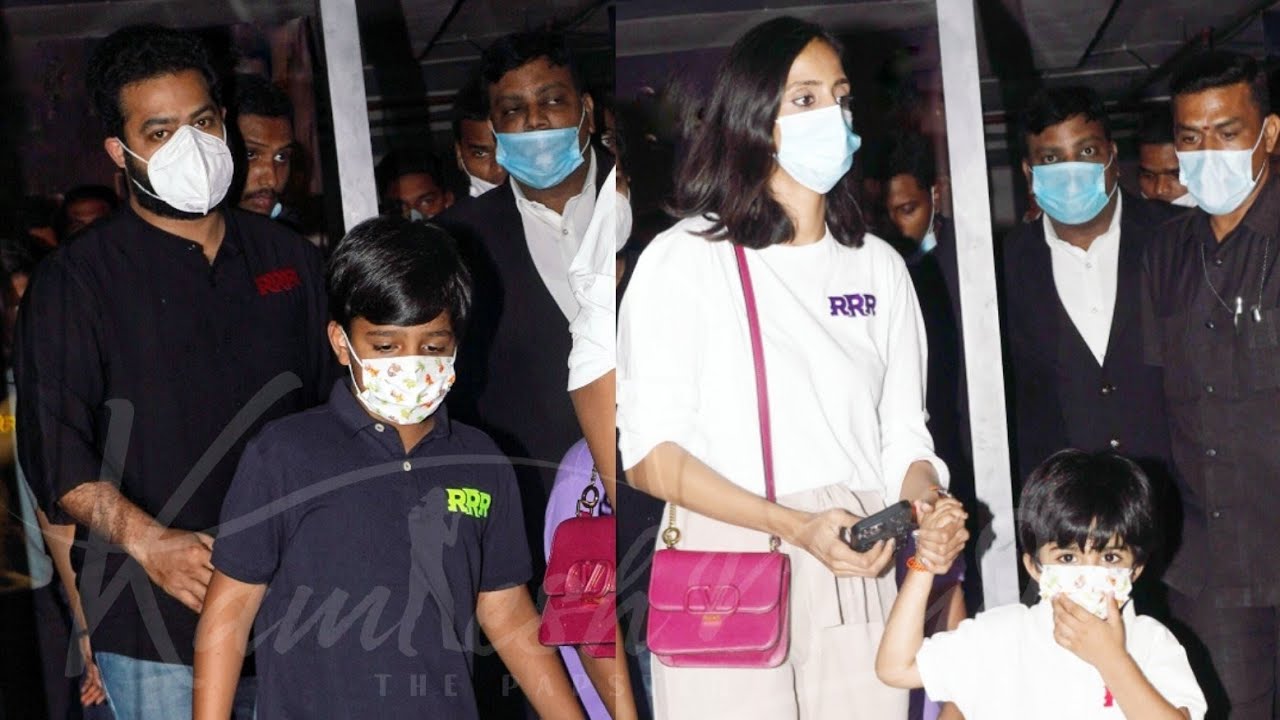 Jr NTR With His Family Spotted At RRR Premiere Show Hyderabad | TFPC