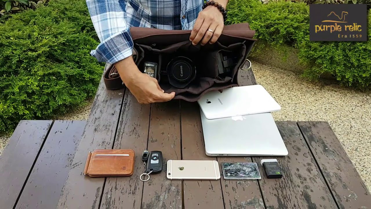 purple relic camera bag