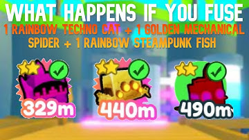 What Happens If You Fuse 1 Rainbow Techno Cat + 1 Golden Mech Spider + 1 Rainbow Steampunk Fish