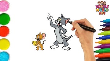 How to Draw Tom and Jerry | Easy Cartoon Drawing for Kids | Doodle World Kids