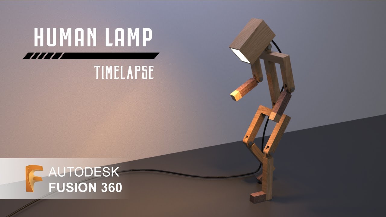 Autodesk Fusion 360 Timelapse 4 Human Lamp design with mechanism