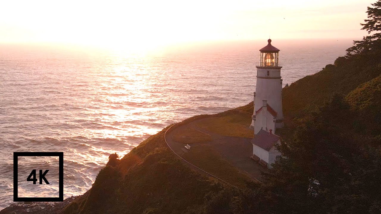 Ocean Sounds for Sleeping on the Oregon Coast, Heceta Head Lighthouse | 4k ASMR