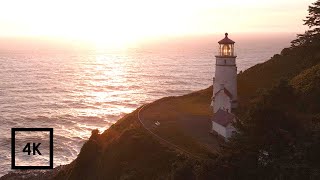 Ocean Sounds For Sleeping On The Oregon Coast, Heceta Head Lighthouse | 4K Asmr