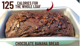 Double chocolate low calorie banana bread with only 15 calories - Low calorie banana bread recipe
