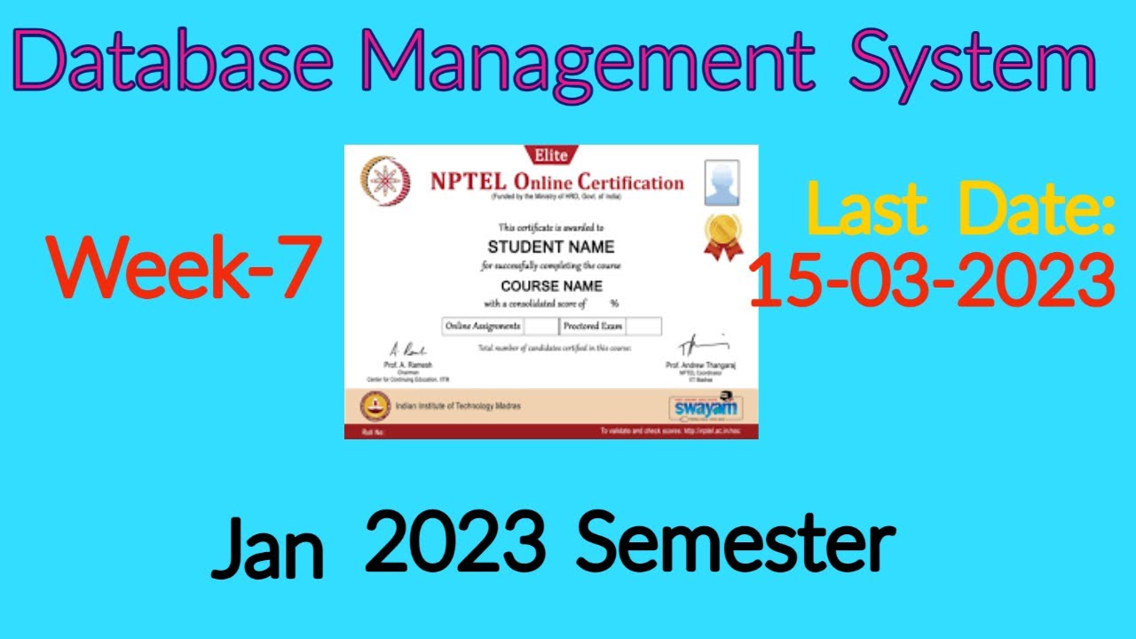 database management system nptel week 7 assignment answers