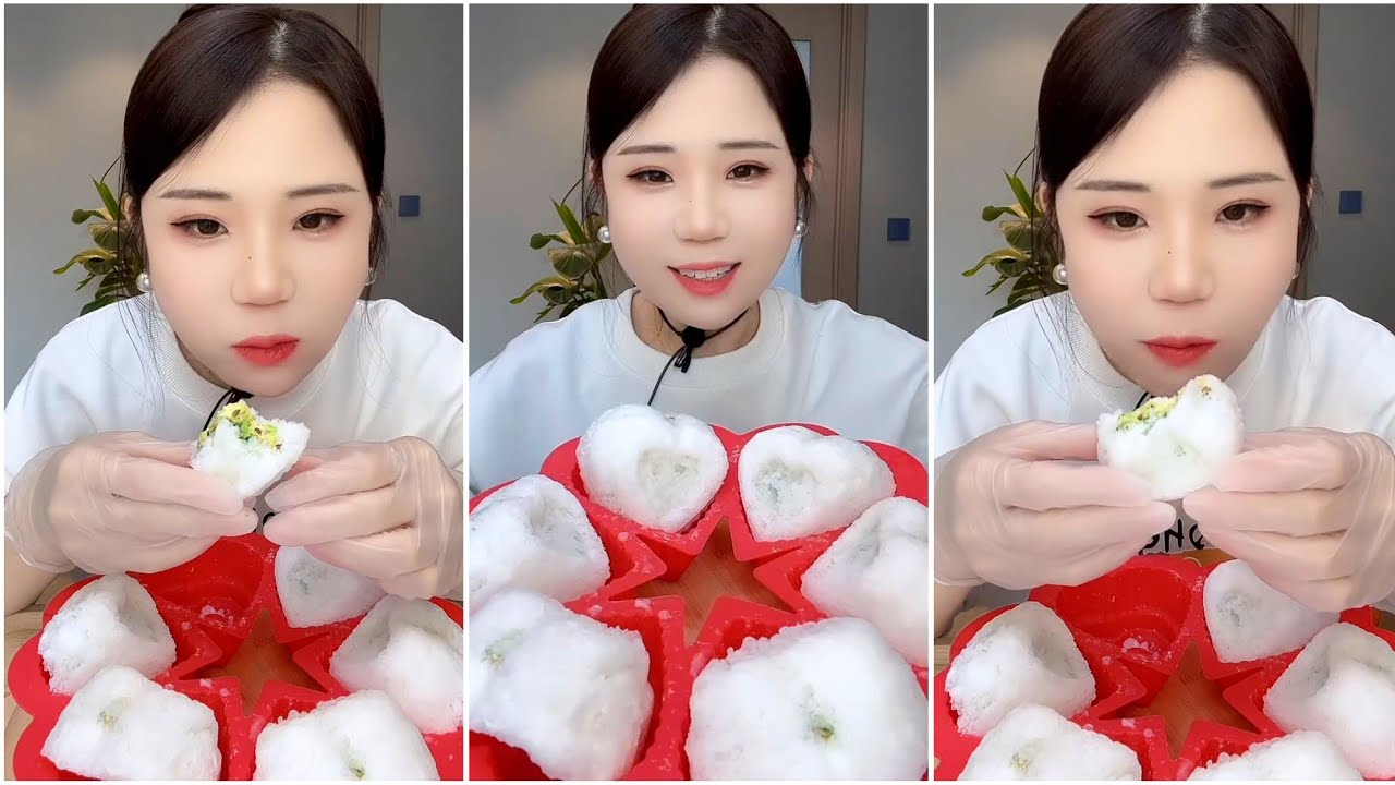 ASMR ICE EATING with MATCHA